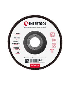 Шлифовальный диск лепестковый 125x22мм, K100 INTERTOOL BT-0210, фото  | SNABZHENIE.com.ua