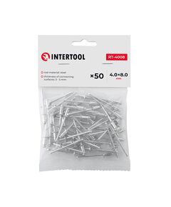 Заклепка алюминиевая INTERTOOL RT-4008, 4x8 мм, 50 шт., фото  | SNABZHENIE.com.ua