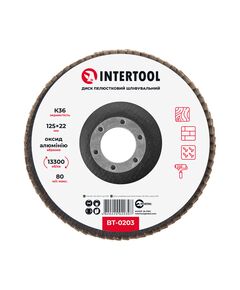 Шлифовальный лепестковый диск 125x22 мм, K36, INTERTOOL BT-0203, фото  | SNABZHENIE.com.ua
