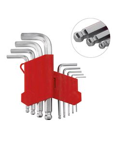 Набор Г-образных шестигранных ключей с шарообразным наконечником, 9 ед., 1,5-10 мм, Cr-V, Small INTERTOOL HT-0605, фото  | SNABZHENIE.com.ua