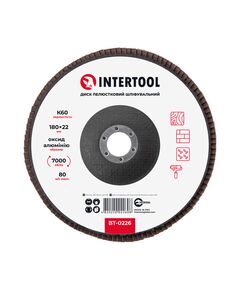 Шлифовальный диск лепестковый 180x22 мм, K60 INTERTOOL BT-0226, фото  | SNABZHENIE.com.ua