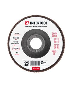 Шлифовальный лепестковый диск 115x22 мм, зерно K60 INTERTOOL BT-0106, фото  | SNABZHENIE.com.ua
