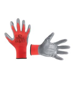 Перчатка трикотажна червона з нитриловим покриттям INTERTOOL SP-0124, фото  | SNABZHENIE.com.ua