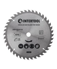 Диск пильний по дереву 230x22,2 мм, 40 зубців INTERTOOL CT-3044, фото  | SNABZHENIE.com.ua