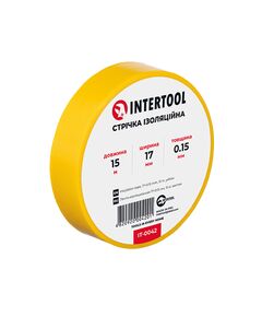 Ізоляційна лента жовта 15м, 0.15мм 17мм INTERTOOL IT-0042, фото  | SNABZHENIE.com.ua