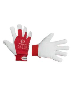 Кожана комбінована рукавичка INTERTOOL SP-0012 з еластичним манжетом, фото  | SNABZHENIE.com.ua