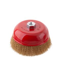 Щітка чашкова, 150 мм, M14, кручений дріт покритий латунню, для КШМ, 4500 об/хв, фото  | SNABZHENIE.com.ua