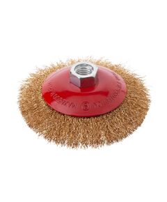 Щітка конусна, 115 мм, M14, кручений дріт покритий латунню, для КШМ, 12500 об/хв, фото  | SNABZHENIE.com.ua