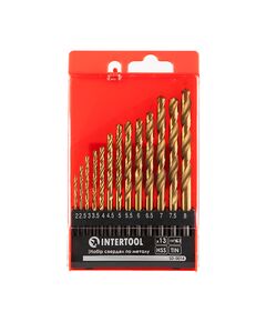 Набір сверл по металу DIN338 HSS 13шт (2-8мм), Ti покриття INTERTOOL SD-0014, фото  | SNABZHENIE.com.ua