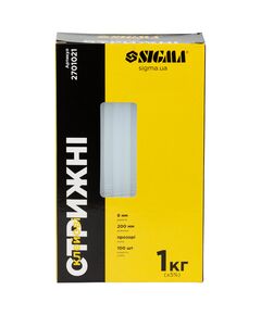 Прозорі клеєві стержні 8x200мм, 100шт, 1кг, SIGMA 2701021, фото  | SNABZHENIE.com.ua