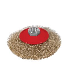 Щетка проволочная конусообразная 115мм М14 SIGMA 9016111 (латунированная), фото  | SNABZHENIE.com.ua