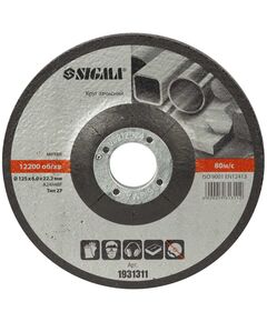 Круг зачистной по металлу Ø125×6.0×22.2мм, 12200 об/мин SIGMA, фото  | SNABZHENIE.com.ua