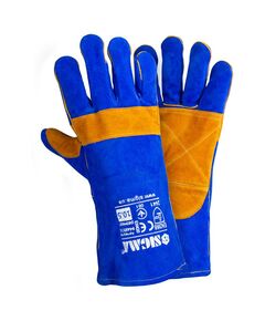 Перчатки краги сварщика SIGMA 9449321, 35 см, клас А, р10.5, синьо-жовті, фото  | SNABZHENIE.com.ua