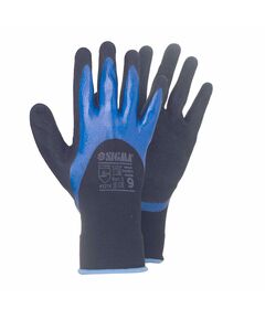 Перчатки трикотажные с двойным нитриловым покрытием SIGMA р9 (сине-черные), фото  | SNABZHENIE.com.ua