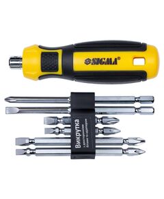 Отвертка 6в1 с битами и адаптером CrV Mega SIGMA 4009711, фото  | SNABZHENIE.com.ua