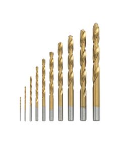 Набір свердел по металу DIN338 HSS, 10 шт. (1, 2, 3, 4, 5, 6, 7, 8, 9, 10 мм), покриття Ti, фото  | SNABZHENIE.com.ua