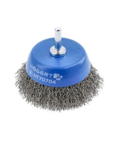 Щетка чашечная 75 мм с шпилькой, нержавеющая сталь HOEGERT HT7D704, фото  | SNABZHENIE.com.ua