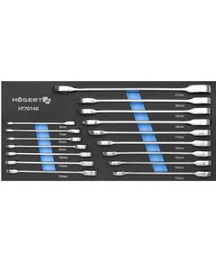 Набір комбінованих ключів з тріскачкою 14 шт. у ложементі EVA HOEGERT HT7G146, фото  | SNABZHENIE.com.ua