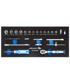 Набор инструментов с трещоткой 1/4, 34 шт., EVA HOEGERT HT7G126, фото  | SNABZHENIE.com.ua