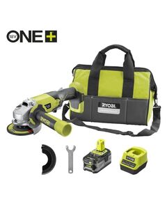 Шлифмашина угловая - болгарка аккумуляторная бесщёточная RYOBI, &Oslash;115мм M18 R18AG-140S (ЗП+1x4,0Aг), фото  | SNABZHENIE.com.ua