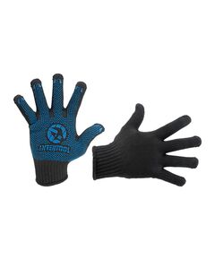 Рукавичка трикотажна з платіровкою, жовті ПВХ крапки, 60% бавовна / 40% поліестер, 10", клас в’язки 7, чорна, 90 г, фото  | SNABZHENIE.com.ua