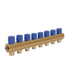 Коллектор Icma с регулировочными вентилями 1" 8 выходов №1105 (Blue), фото  | SNABZHENIE.com.ua