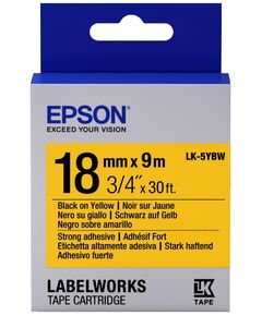 Картридж зі стрічкою Epson LK5YBW принтерів LW-400/LW-400VP/LW-600P/LW-700/LW-Z710/LW-900P/LW-1000P/LW-Z5000BE Strng adh Blk/Yell 18mm/9m, фото  | SNABZHENIE.com.ua