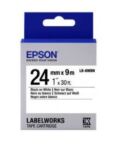 Картридж зі стрічкою Epson LK6WBN принтерів LW-600P/LW-700/LW-Z710/LW-900P/LW-1000P/LW-Z5000BE Std Blk/Wht 24mm/9m, фото  | SNABZHENIE.com.ua