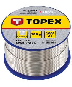 Припой оловянный 60% Sn, 1.5 мм, 100 г TOPEX, фото  | SNABZHENIE.com.ua