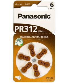 Батарейка Panasonic повітряно-цинкова PR312(312A, AC312E/EZ, PR312H, PR41, ZA312, DA312) блістер, 6 шт., фото  | SNABZHENIE.com.ua