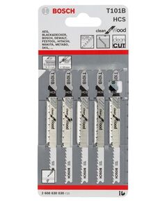 Bosch Полотно пиляльне для електролобзика по дереву T101B, HCS лобзикова, 5шт, фото  | SNABZHENIE.com.ua