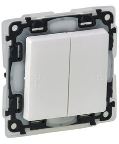 Legrand Valena LIFE вимикач 2-х клавішний автоматичні клеми IP44 білий, фото  | SNABZHENIE.com.ua
