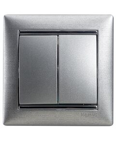 Legrand Вимикач двоклавішний 10АХ 250 автоматичні клеми (Valena Classic)[алюміній], фото  | SNABZHENIE.com.ua