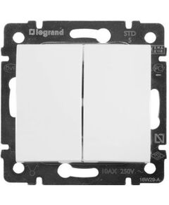 Legrand Вимикач двоклавішний 10АХ 250 автоматичні клеми (Valena Classic)[білий], фото  | SNABZHENIE.com.ua