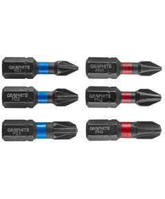Біти ударні PH1/2/3, PZ1/2/3 x 25 мм, 6 шт. GRAPHITE, фото  | SNABZHENIE.com.ua