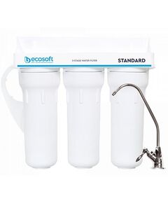 Фільтр проточний тристадійний Ecosoft Standard, покращений комплект картриджів з Ecomix, кран капля, фото  | SNABZHENIE.com.ua