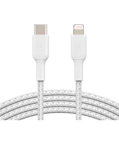 Кабель USB-C > Lightning заряджання/синхронізації Belkin 2м, 30Вт, Type-C, плетений, білий, фото  | SNABZHENIE.com.ua