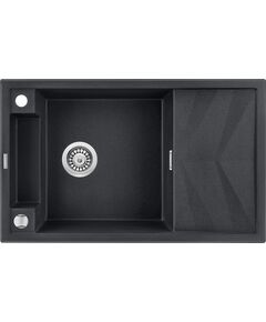 Мийка кухонна Deante Magnetic, граніт, прямокутник, з крилом, 820х500х219мм, чаша - 1, накладна, металічний графіт, фото  | SNABZHENIE.com.ua