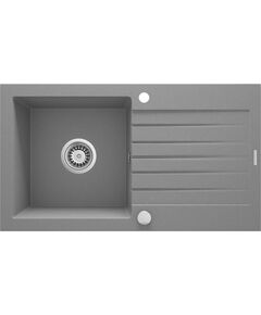 Мийка кухонна Deante Zorba, граніт, прямокутник, з крилом, 760х440х160мм, чаша - 1, накладна, металічний сірий, фото  | SNABZHENIE.com.ua