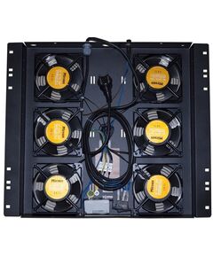 Блок вентиляторів MIRSAN 6 вентиляторів, термостат в комплекті, чорний, фото  | SNABZHENIE.com.ua