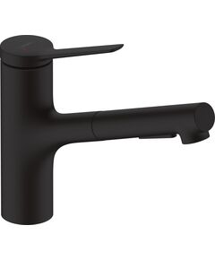 Змішувач для кухні Hansgrohe Zesis M33, довж.виливу - 219мм, витяжний, 1важіль, KM150, матовий чорний, фото  | SNABZHENIE.com.ua