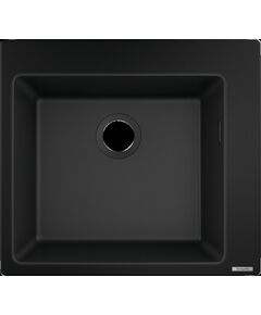 Мийка кухонна Hansgrohe S51, граніт, квадрат, без крила, 560х510х190мм, чаша - 1, накладна, S510-F450, чорний графіт, фото  | SNABZHENIE.com.ua