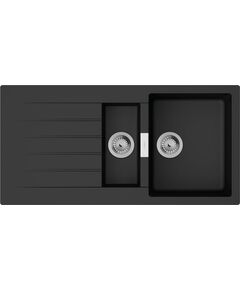 Мийка кухонна Hansgrohe S52, граніт, прямокутник, з крилом, 980х480х190мм, чаша - 1.5, накладна, S520-F530, чорний графіт, фото  | SNABZHENIE.com.ua