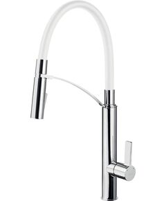 Змішувач для кухні Deante Gerbera, довж.виливу - 200мм, витяжний, 1важіль, хром-білий, фото  | SNABZHENIE.com.ua