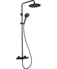 Душова система Deante Jasmin зі змішувачем-термостатом для душу, душ - 3 функц., кріпл. - на стійці, чорний, фото  | SNABZHENIE.com.ua