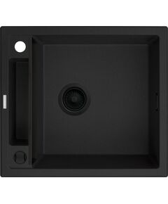 Мийка кухонна Deante Magnetic, граніт, квадрат, без крила, 560х500х219мм, чаша - 1, накладна, чорний матовий, фото  | SNABZHENIE.com.ua