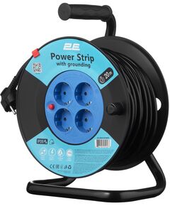 2E Мережевий подовжувач 4XSchuko на котушці, ІР20, 3G*1.5мм, 20м, чорний, фото  | SNABZHENIE.com.ua