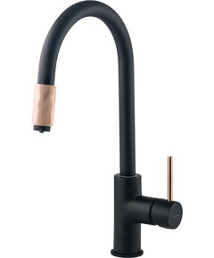 Змішувач для кухні Deante Aster, довж.виливу - 206мм, поворотний, 1+фільтр, чорний-мідь, фото  | SNABZHENIE.com.ua