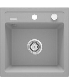 Мийка кухонна Deante Zorba, граніт, квадрат, без крила, 440х440х184мм, чаша - 1, накладна, металічний сірий, фото  | SNABZHENIE.com.ua