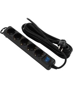 2E Мережевий подовжувач 5XSchuko з вимикачем, 3G*1.5мм2, 3м, black, фото  | SNABZHENIE.com.ua